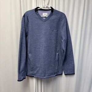 Attack Life Mens Blue Heathered V-Neck Pullover Long Sleeve Sz Large Sweatshirt